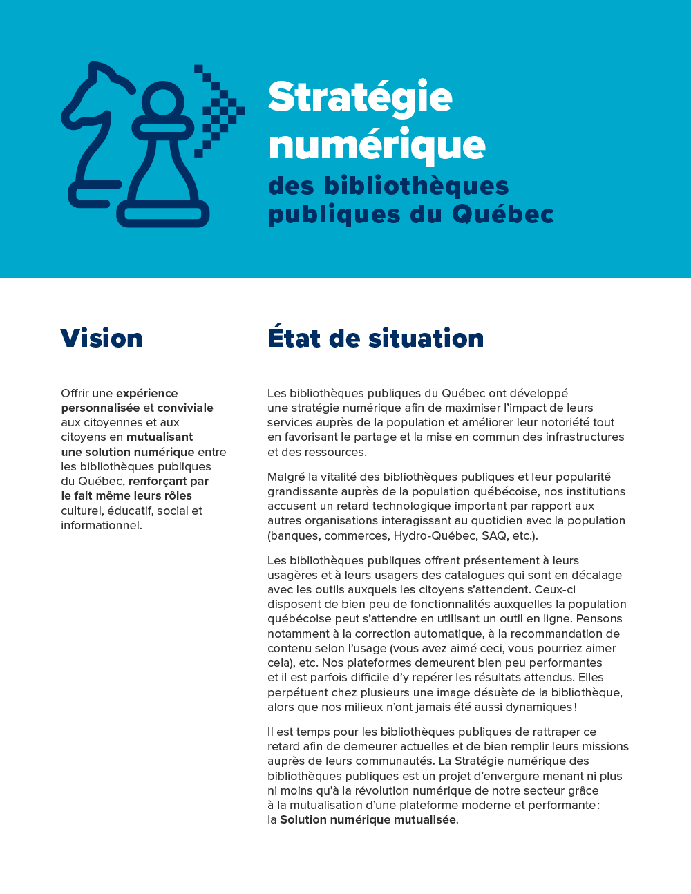 Brochure Stratégie numérique des bibliothèques publiques du Québec